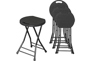 Allpop 4 Pack Folding Stool with 2 Bars 18 inch, 550lbs Capacity, Portable Small Foldable Stool Chair Set with Handle for Camping Fishing, Black