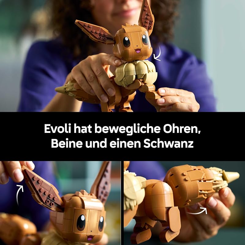 Pokémon Evoli Figur - Bauset für Erwachsene - Anime Modellbau mit beweglichen Gliedmaßen, Ohren und Schwanz - DIY Deko für Zimmer oder Schreibtisch - Sammler Geschenkidee für Gaming Fans – 72151