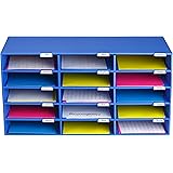 AdirOffice File Organizer Classroom - Office - Home - Blue - Corrugated Cardboard (15 Slots, Blue)