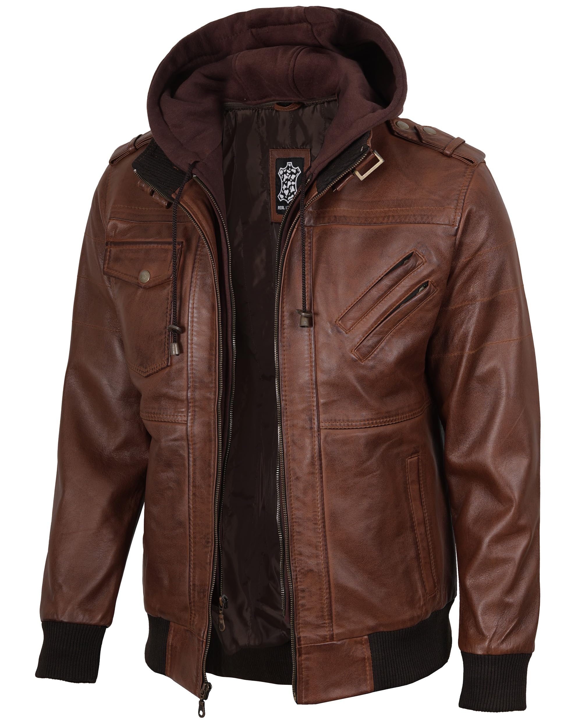 Photo 1 of Blingsoul Men Leather jackets - Genuine motorcycle jacket men | [1100156] Edinburgh Brown, 2XL