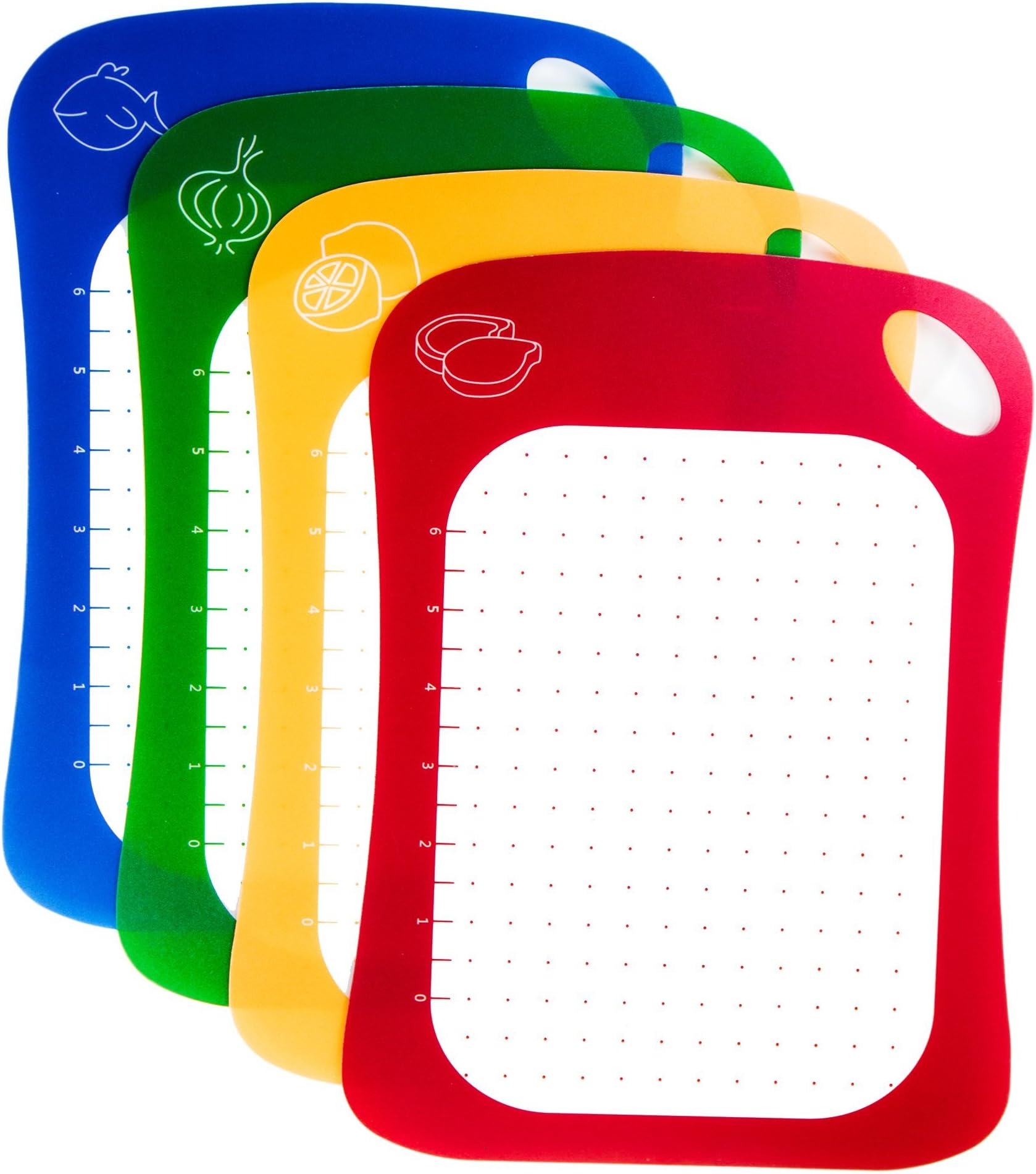 Flexible Plastic Cutting Board Set for Kitchen | Chopping Boards | Color Coded Thin Mat
