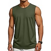 Cotrasen Men's Tank Top UPF 50+ Cotton Sleeveless Shirt Lightweight Casual Gym Workout Shirts Cooling Muscle Tee Shirt