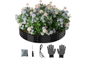 ZFHGARDEN Galvanized Metal Planter Round Raised Garden Bed Kit for Gardening Outdoor，3x3x1ft Planter Grow Garden Box Raised Flower Bed，Round Galvanized Planter Outdoor Large Metal Fire Pit Ring Black