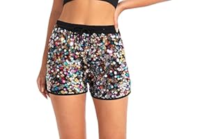 YUJI ITADORI Women's Sequins Shorts High Waist Elastic Glitter Party Shorts Sexy Fashion Hot Pants XS-XXL