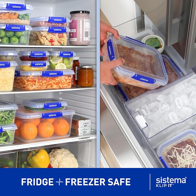 KLIP Recipientes herméticos para alimentos IT | Recipientes herméticos e empilháveis para refeições prontas | Caixas de almoço escolares e pequenas caixas de marmita | 18 peças (9 recipientes e tapas)