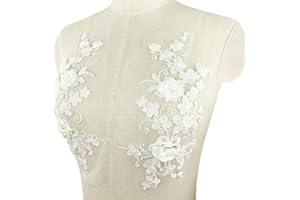 BETITETO 3D Flower Embroidered Lace Appliques Embellishments Floral Sew on Patches for Handmade Wedding Dress Decoration DIY Sewing Craft