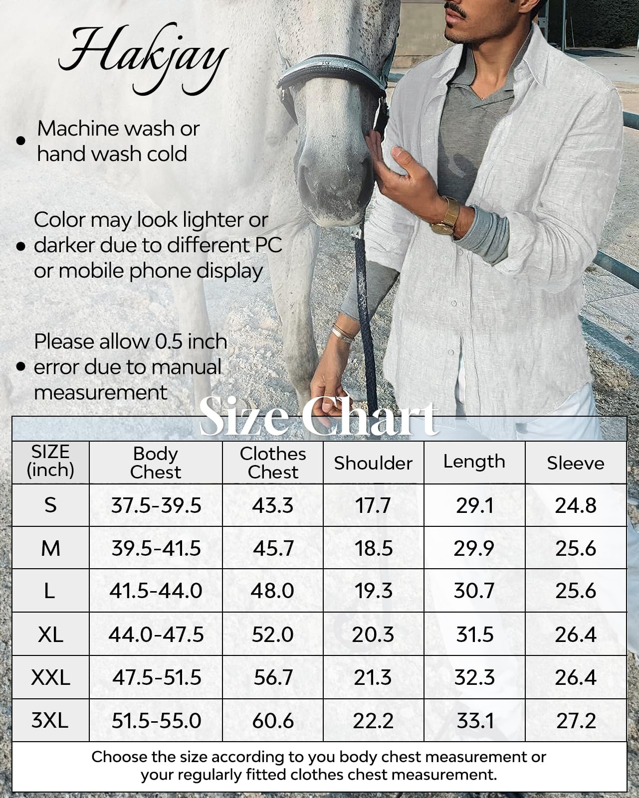 Hakjay Linen Shirts for Men Ultrathin Casual Button Down Shirts Long Sleeve Beach Shirt Hawaiian T Shirts for Men