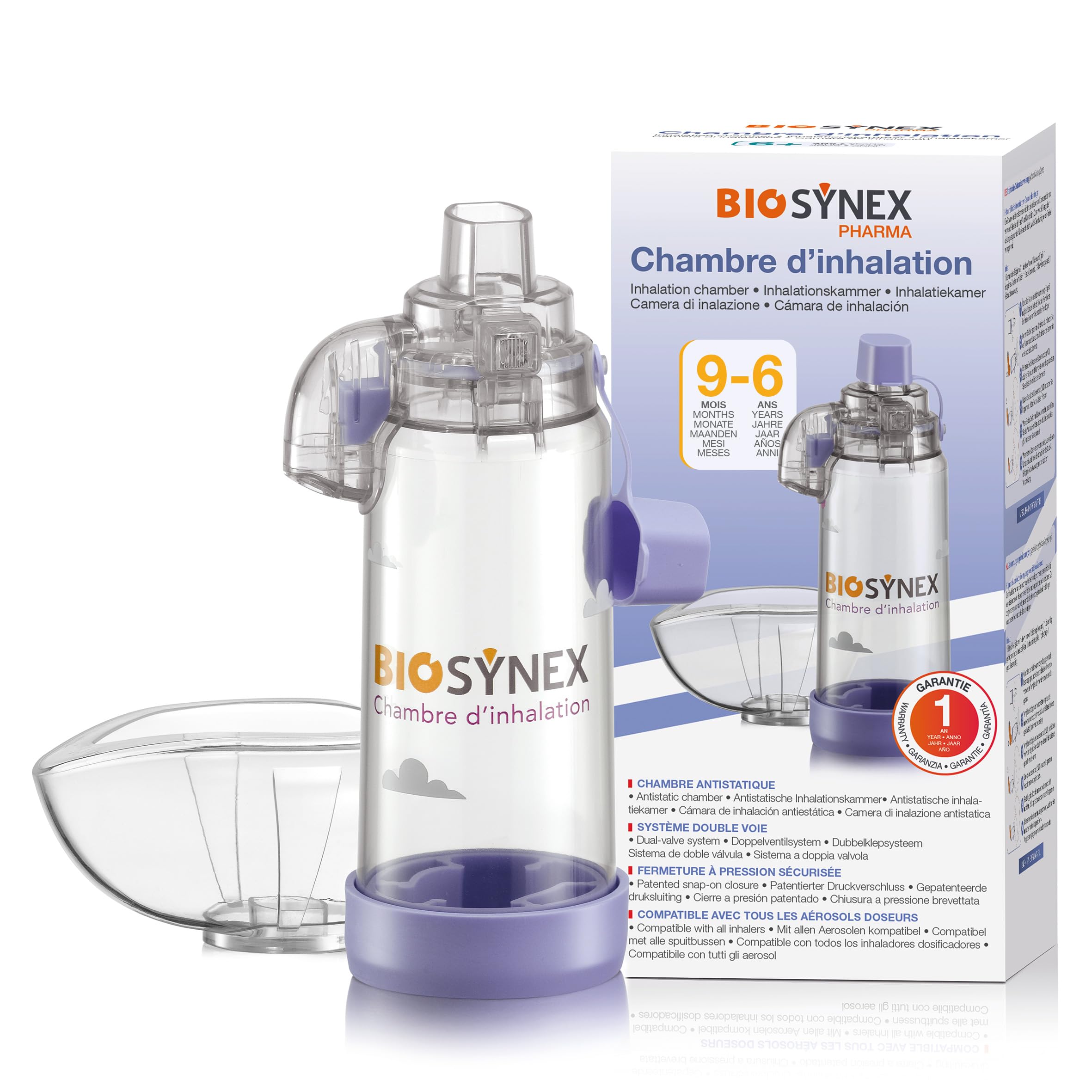 Inhalation Chamber – Spacer for Inhalers – Respiratory Support for Asthma and Bronchiolitis – Latex-Free – BPA-Free (9 Months - 6 Yo)