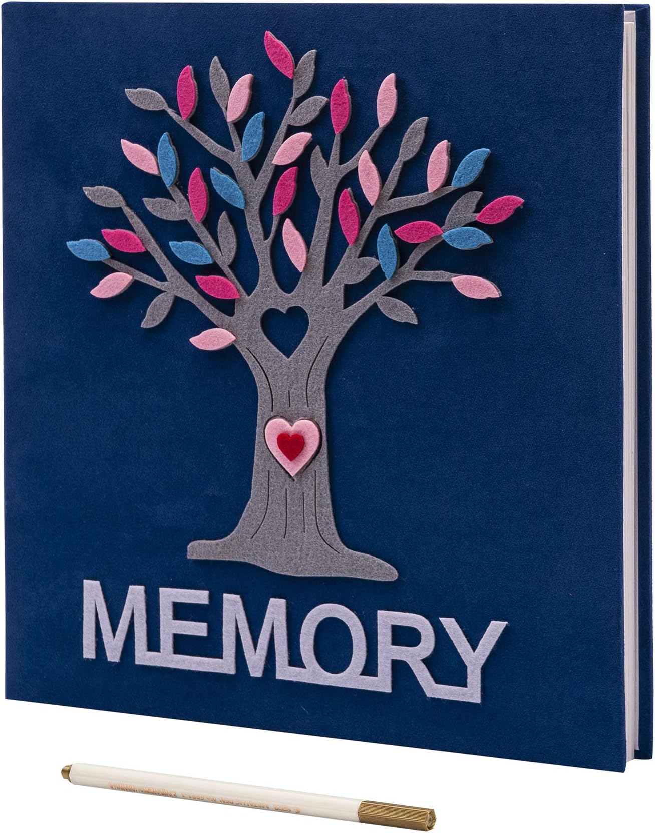 Gurbak 12x12 Inch Self Adhesive Photo Album Magnetic Sticky Page Scrapbook Album 40 Pages Suede Hardcover DIY Photo Album Cute Baby Photo Album with A Metallic Pen