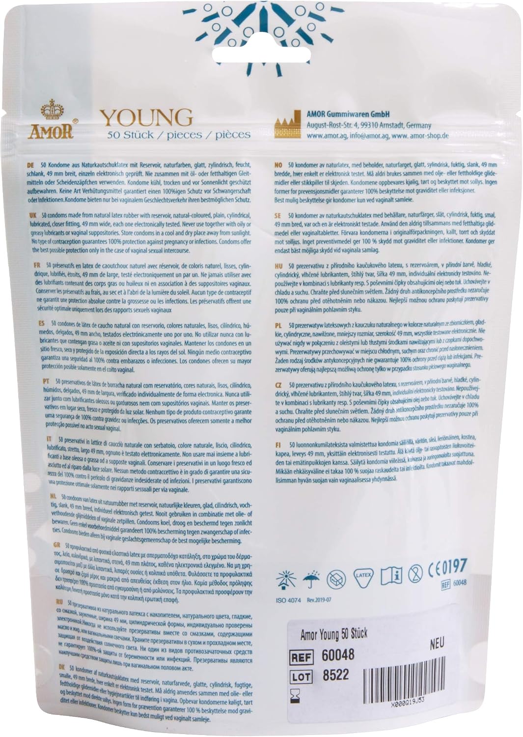 AMOR Premium Condoms, Narrow Fit diameter 49 mm, Pack of 50, Enge-50, 50 count (Pack of 1) - Image 5