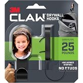 3M CLAW 25 lb Photo Frame Drywall Hooks, 2 Customizable Hooks | Black, Great for Hanging Backpacks, Jackets, Bath Towels and Home D&eacute;cor