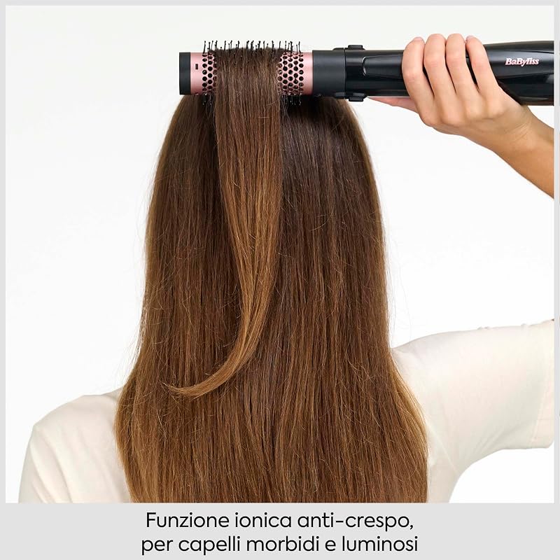 Spazzola ad aria, 4 accessori intercambiabili per lisciare, modellare e dare volume, funzione anti-crespo, 2 temperature + aria fredda, AS126E