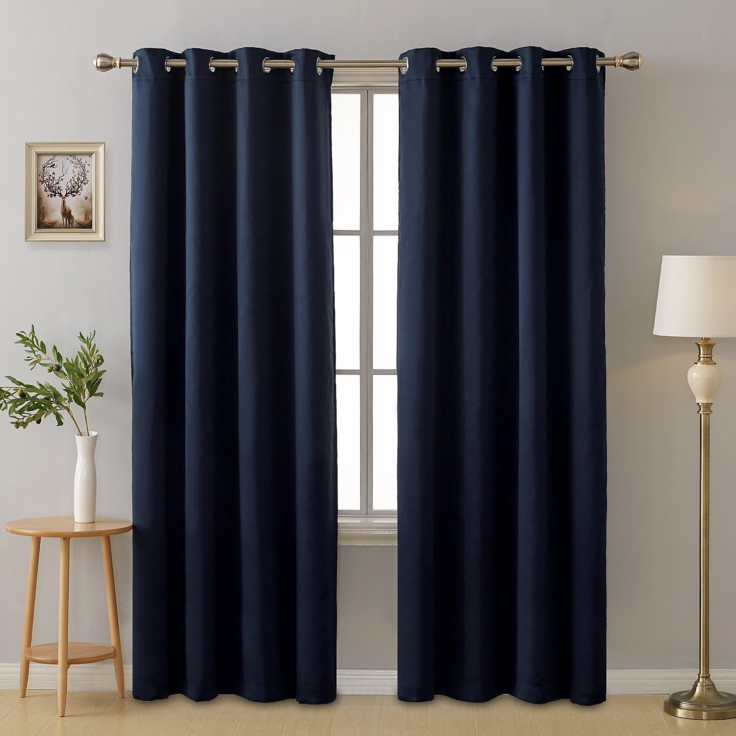 Deconovo Lot de 2 Rideau Occultant Thermiques Bleu Marine Rideau Double