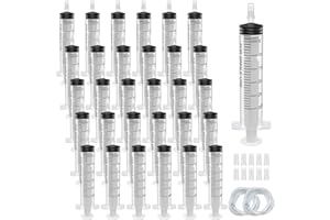 OMAWRF 30Pack 30ml Plastic Syringe Sterile Individual Wrap with Tip Cap&Soft Tube, Measurement and Dispensing Syringe Tools for Science Labs,Liquid Measuring,Feeding Pets,Oil or Glue Applicator (30ml, 30)