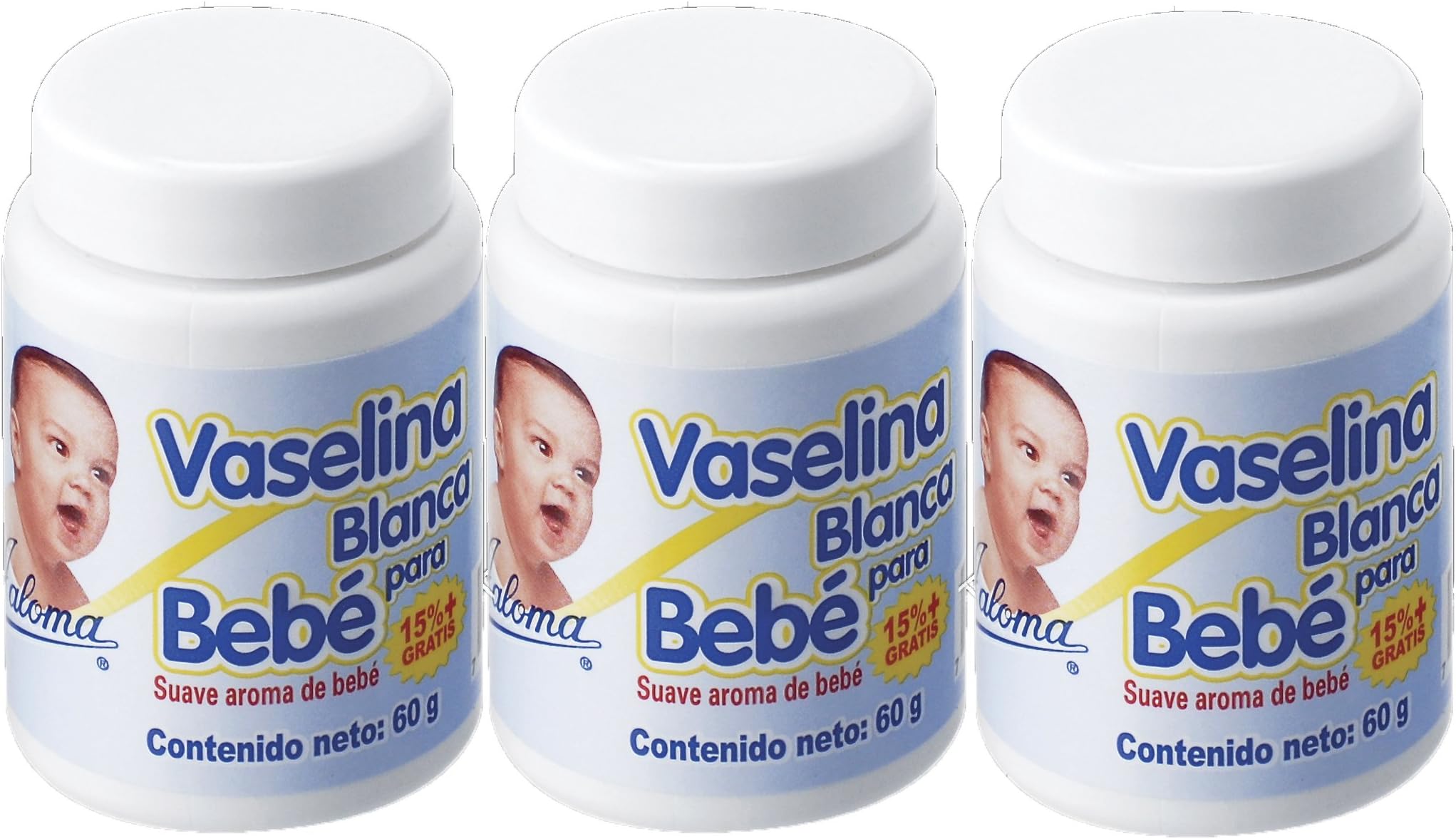 3 Jaloma White Petroleum Jelly Baby - Para Bebe 2.11 Oz by Jalona