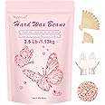 Wax Beads for Hair Removal, Auperwel 2.5lb Hard Wax Beads for Sensitive Skin with 20 Sticks, Waxing Beans for Brazilian, Bikini, Eyebrow Waxing, Painless Refill Pearl Beads for Wax Warmers Kit (Rose)