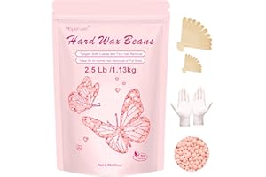 Wax Beads for Hair Removal, Auperwel 2.5lb Hard Wax Beads for Sensitive Skin with 20 Sticks, Waxing Beans for Brazilian, Bikini, Eyebrow Waxing, Painless Refill Pearl Beads for Wax Warmers Kit (Rose)