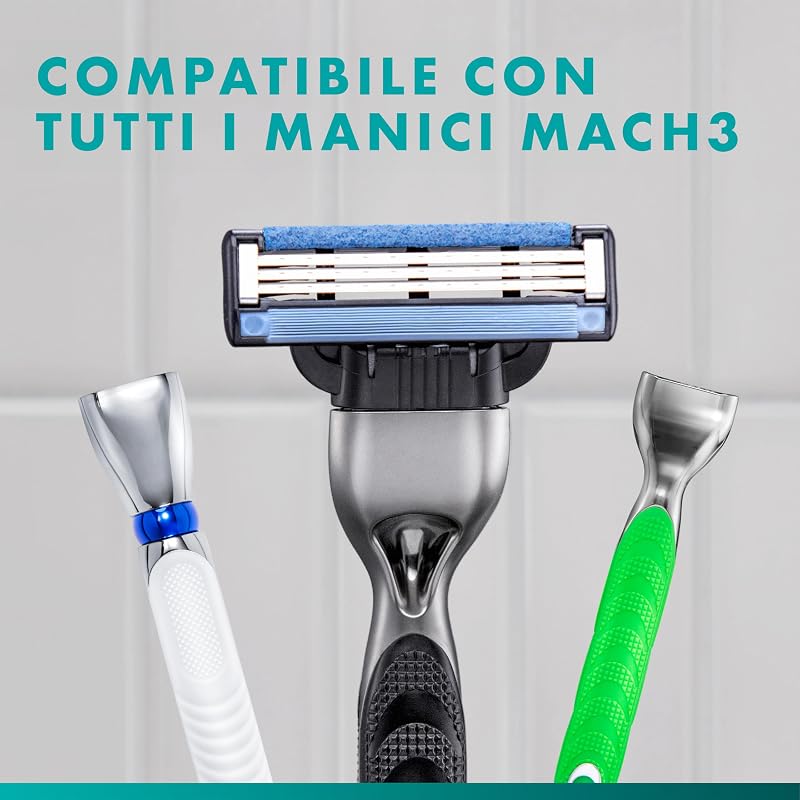 Lamette Mach 3, 15 Cartucce per Rasoio Barba Uomo, Multicolore