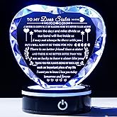 Sister Birthday Gifts Meaningful Sister Gift with Colorful LED Base from Sister Brother Heart Crystal to My Sister Present Sister Gifts for Women on Christmas Mothers Day Valentines Wedding