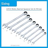 Blue Spot Tools 04310 8Pce Metric Spanner Set 8-19mm Ratchet 72 Teeth view 6