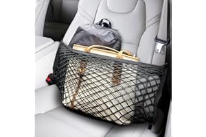 Kaishengyuan Car Seat Net, Double Layer Expandable Front Seat Caddy Car Organizer Storage Automobile Mesh Net Purse Handbag Holder for Front Seat & Back Seat (Lanyard Not Included)