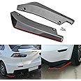 Xotic Tech JDM Rear Bumper Diffuser Valance Spoiler Fin Lip Trim Universal Car Side Fender Skirt Lip Splitter Canard Protector (1 Pair, Carbon Fiber w/Red)