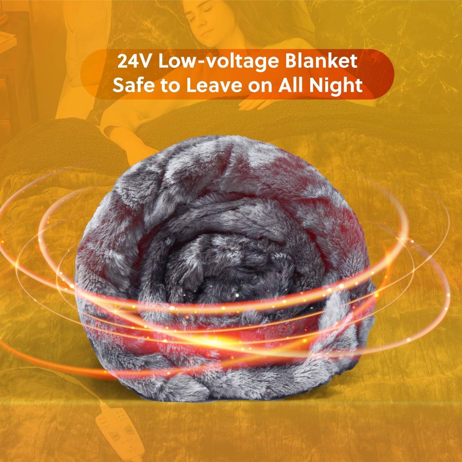 Bedsure Heated Blanket with 3 Heating Settings, 2/4/8H Timer, Auto-Off - Fast Heating Electric Blanket - Low Voltage Super Soft Faux Fur Tie Dye Fleece Throw Blanket, 50×60 Inch, Grey: Kitchen & Dining
