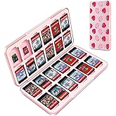 OLDZHU Pink Switch Game Holder - Storage for 24 Games & 24 Micro SD Cards, Compatible with Nintendo Switch&Switch OLED