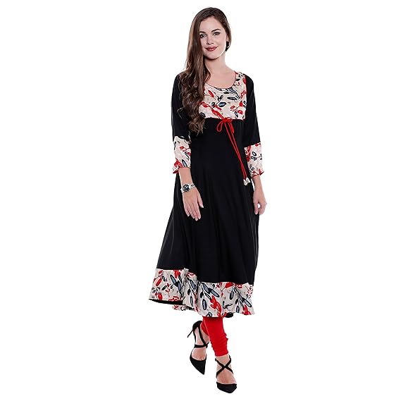 OOMPH! Womens Rayon Pleated Kurta