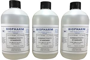 BIOPHARM Conductivity Calibration Standard 3-Pack — 500 mL (1.06 Pint) Each: 84 μS, 1,413 μS and 12,880 μS