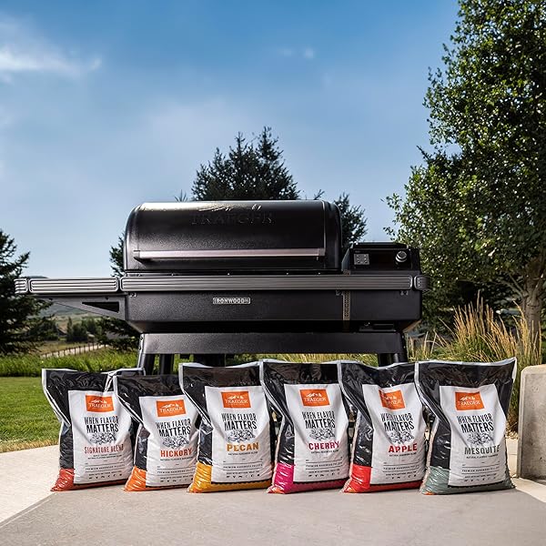 TRAEGER GRILLS SIGNATURE BLEND 100% ALL-NATURAL WOOD PELLETS FOR SMOKERS AND PELLET GRILLS, BBQ, BAKE, ROAST, 18 LB. BAG