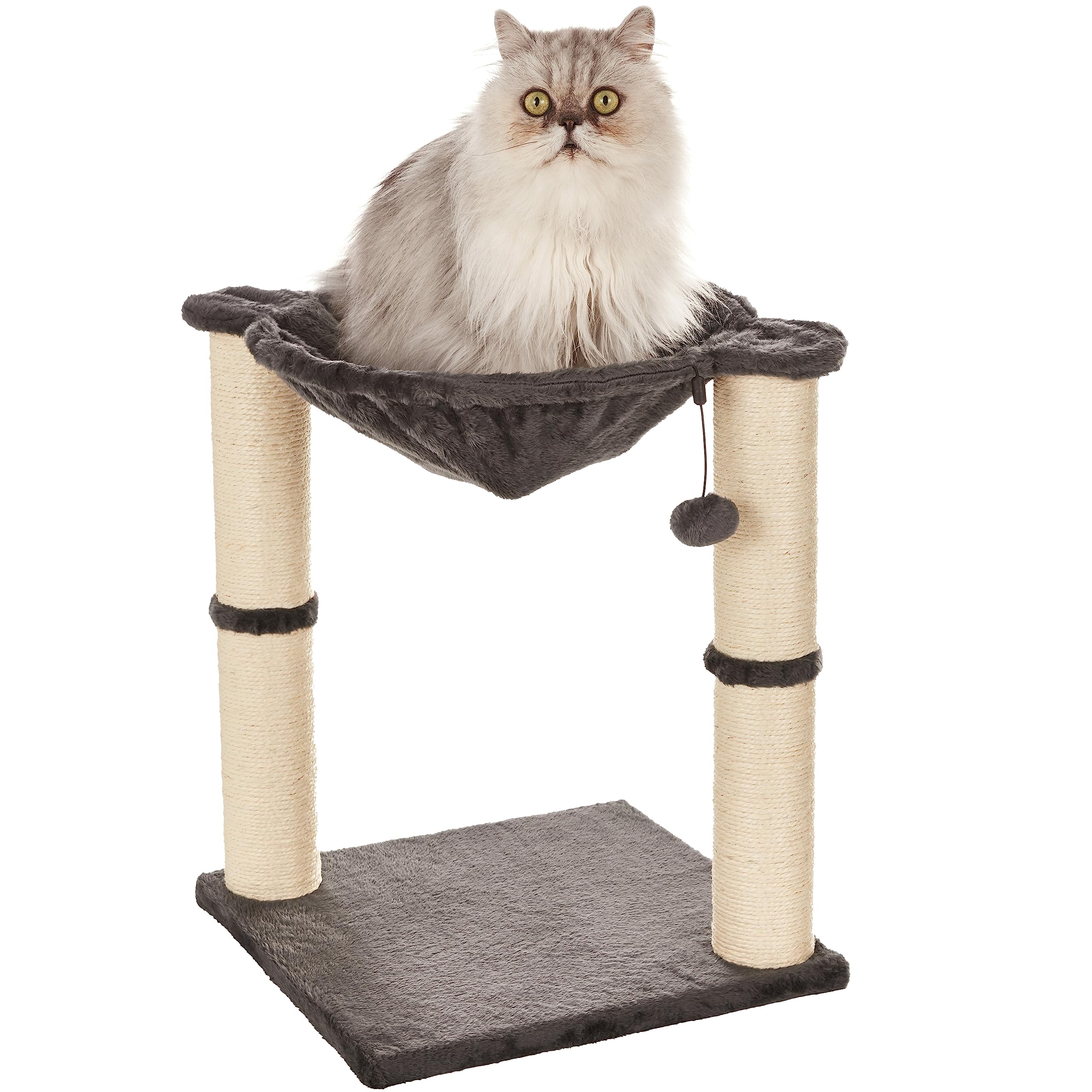 Amazon Basics Cat Tree Tower With Scratching Post And Hammock Bed for Indoor Cat - 16 x 20 x 16 inches, Grey