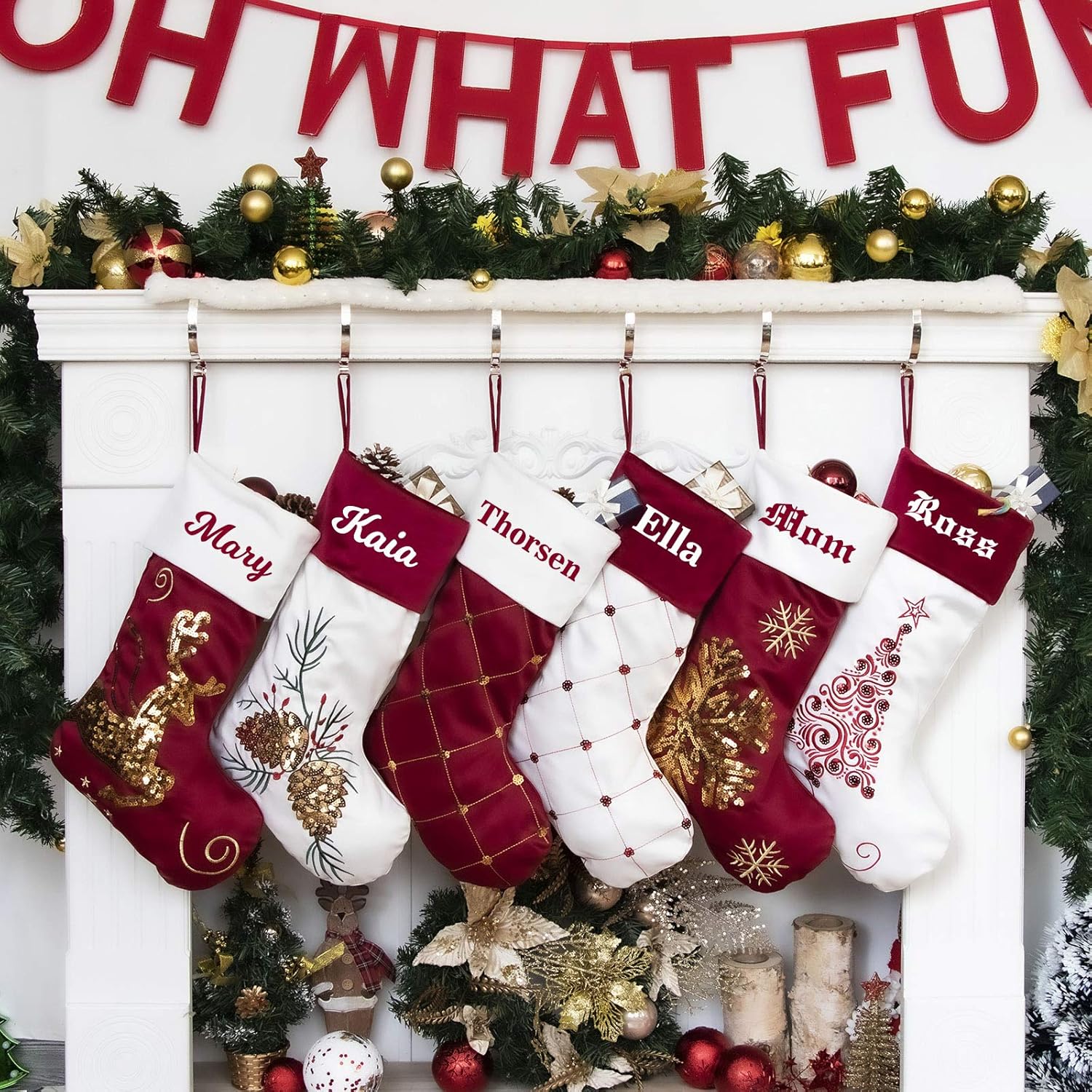 Stockings & Holders - GEX Personalized Custom Name Family Christmas Stockings Set of 6 New Embroidery 20