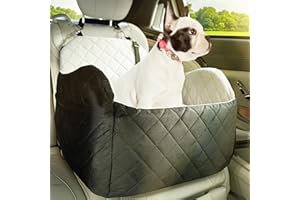 PulseFay Dog Booster Car Seat for Small/Medium Size, Memory Foam Dog Car Seat up to 35 lbs,Detachable Booster Cushion, Washable & Removable, Travel Pet Car Seat (Black/Grey)