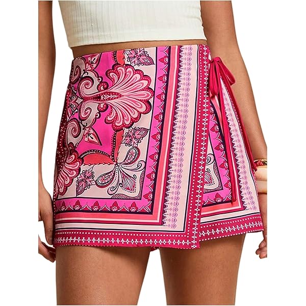 MakeMeChic Women's Summer Boho Wrap Mini Skirt Beach Vacation