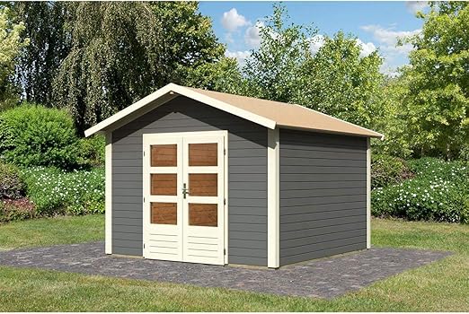 Rohrs Edition Karibu Gartenhaus Dorverden 8 Terragrau Geratehaus Aus Fichtenholz 304 X 304 Cm 28 Mm Wandstarke Modernes Design Mit Satteldach Amazon De Garten