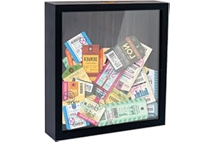 FramePro Small Shadow Box Black 8x8 Top Loading Display Case Frame with Slot, Movie Travel Sporting Events Concert Ticket Stu