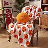 Tingjoo 2 Pcs Basketball Blanket Set Gifts for Sport Lover Include 50 x 60 Inch Cute Soft Fluffy Cozy Throw and 14 Inch Basketball Pillow for Fans Sport Gifts Home Sofa Bed Couch Cushion Decor