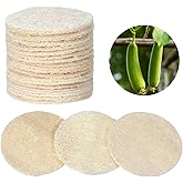 Nogeqi 30 Pcs Natural Loofah Sponge Pads, 2.36 Inch Exfoliating Body Facial Scrub Pads for Makeup & Dead Skin Masks Removal Washing Face, Exfoliator Scrub Brush for Men Women Bath Shower Spa