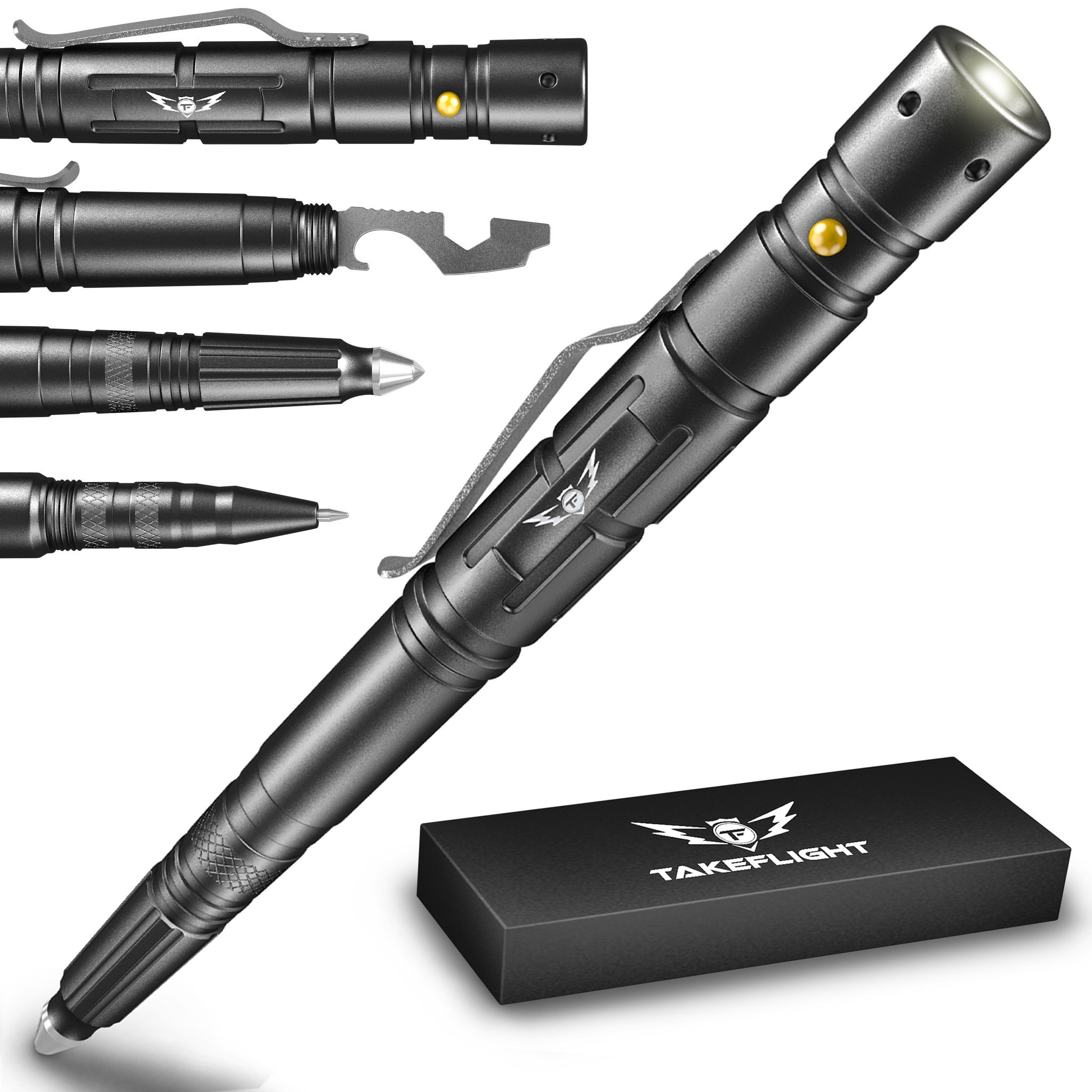 Tactical Pen for SelfDefense LED Tactical Flashlight, Bottle Opener