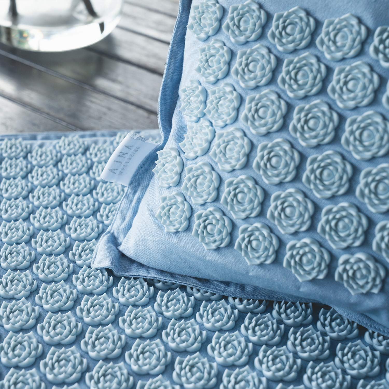 Ajna Acupressure Mat and Pillow Set - Ideal for Back Pain Relief and Neck Pain Relief - Advanced Stress Reliever - Muscle Relaxant - Free Tote Bag - Eco Lite (Sky Blue): Sports & Outdoors