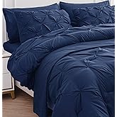 LANE LINEN Twin Comforter - 5 Piece Set - Pintuck Stitch Design Bedding - Include 1 Comforter, 1 Flat Sheet, 1 Fitted Sheet, 1 Pillowcase & 1 Sham - Soft, Warm & Cozy Bedding Collection – Navy Blue | Soft & cozy, Light microfiber, Textured pintuck, Easy care bedding, Cozy daily warmth