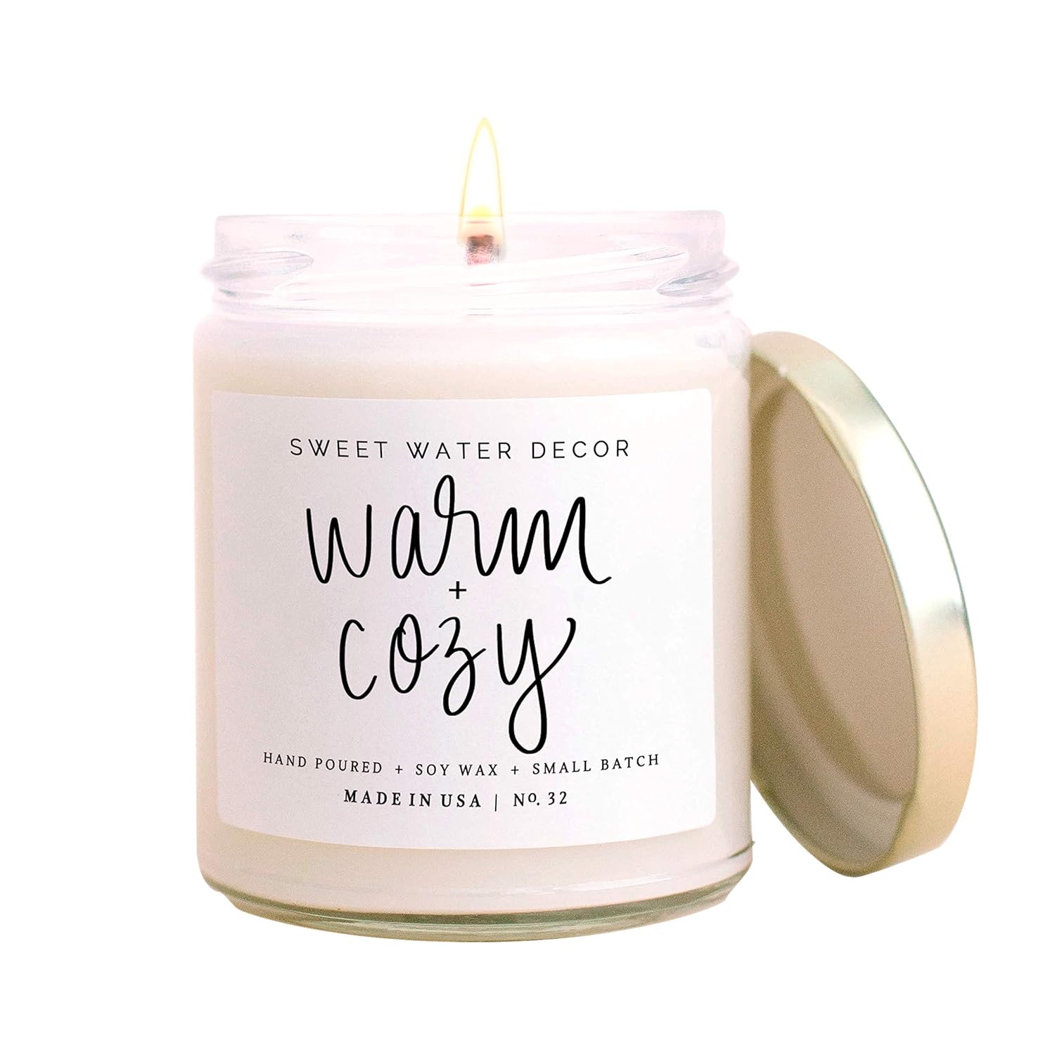Sweet Water Decor Warm and Cozy Candle | Pine, Orange, Cinnamon, and Fir Winter Scented Soy Wax Candle for Home | 9oz Clear Glass Jar, 40 Hour Burn Time, Made in the USA: Handmade