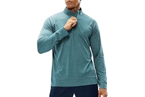 MIER Men's Quarter Zip Pullover UPF 50+ Long Sleeve Golf Hiking Running Athletic Shirts, Lightweight Brushed Back Fleece