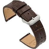 Benchmark Alligator Leather Watch Band - Embossed Cowhide - Quick Release Leather Watch Strap for Men &amp; Women - Choice of Color &amp; Width - 18mm, 20mm or 22mm