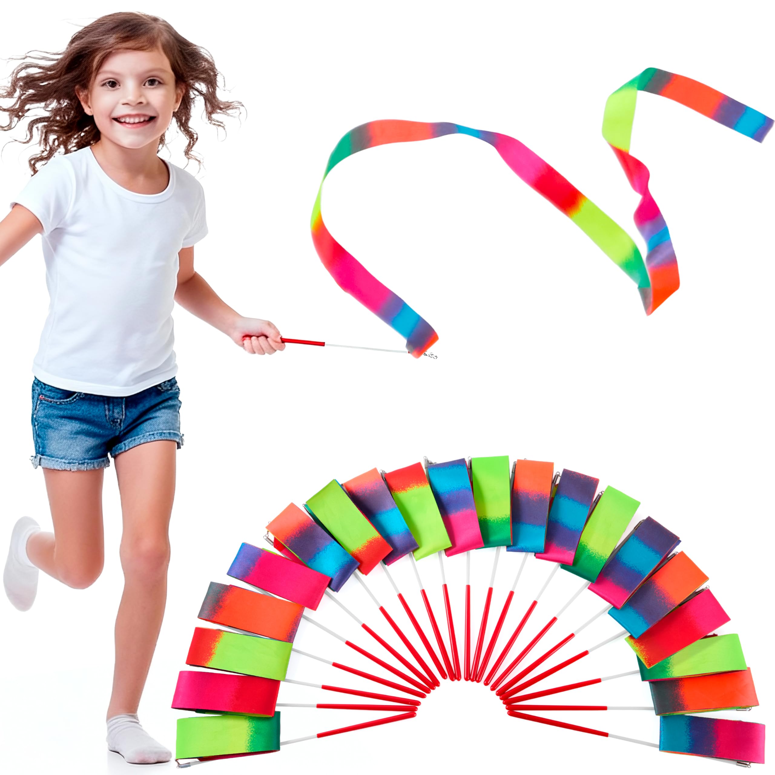 JOYIN 10 Pcs Ribbon Dancing Wands Party Favors Set, Dance Ribbon Gymnastics Ribbon Wand, Princess Birthday Party Favors for Kids, Carnival Prizes, Easter Goody Bag Stuffers