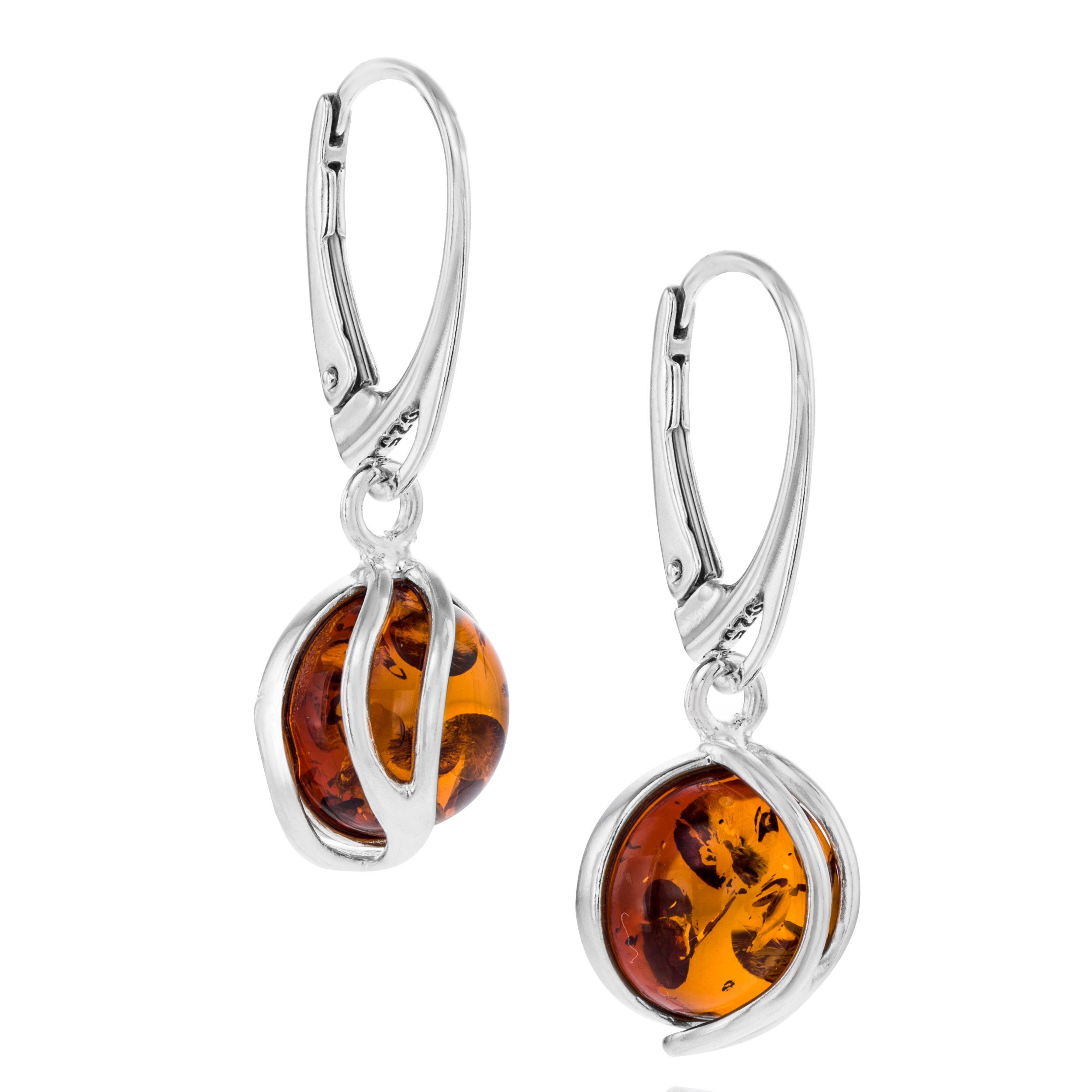 Copal Handcrafted Amber Earrings In 925 Sterling Silver With Natural Stone Details