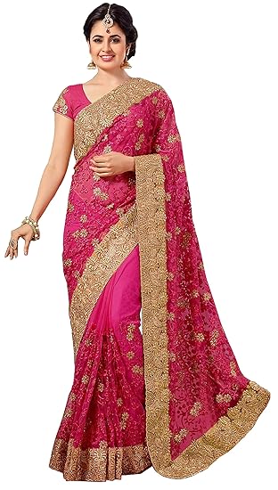 Women's Embroidery Saree With Blouse Piece