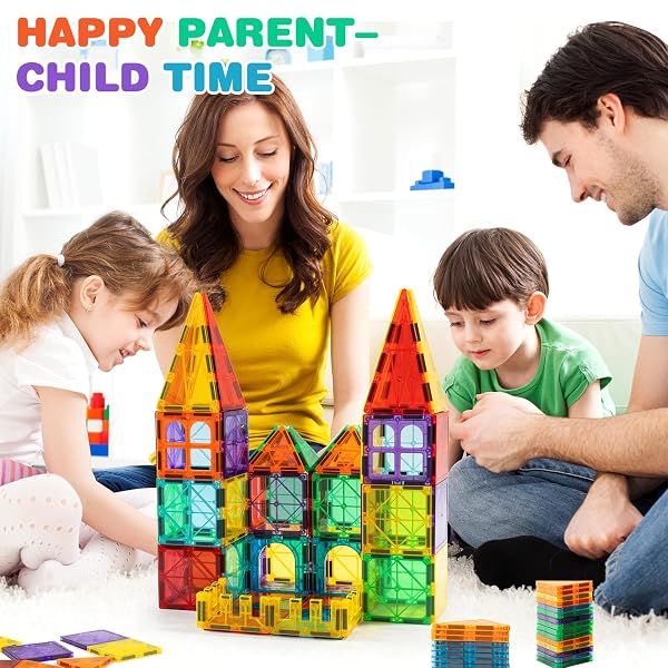ZMAXKIC MAGNETIC TILES, 135PCS MAGNETIC BUILDING BLOCKS WITH 2 CARS, LARGE MAGNET BUILDING SET,STEM SENSORY EDUCATIONAL TOYS GIFT FOR TODDLERS KIDS BOYS GIRLS.