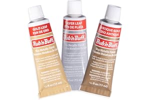 AMACO Rub n Buff Wax Metallic Finish 3 Color Kit - Antique Gold Silver Leaf and Gold Leaf 15ml Tubes - Versatile Gilding Wax for Finishing Furniture Antiquing and Restoration - 3 Rub and Buff Colors